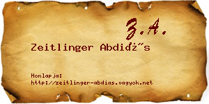 Zeitlinger Abdiás névjegykártya